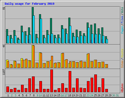 Daily usage for February 2019