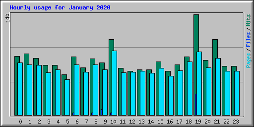 Hourly usage for January 2020